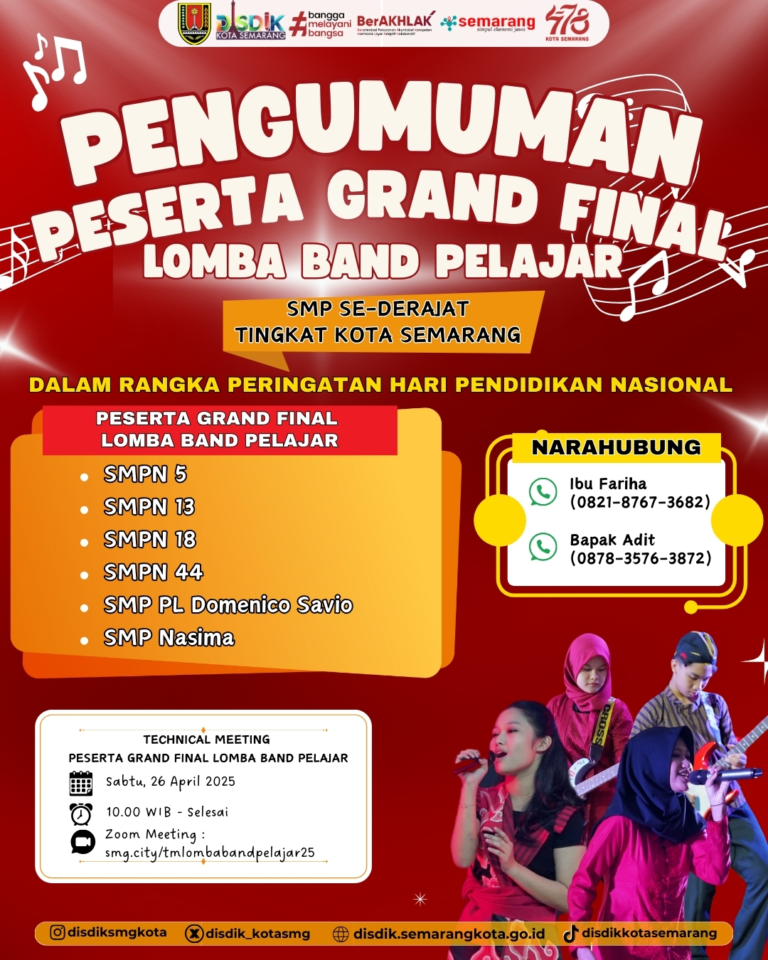 Pengumuman Grand Final Lomba Band Pelajar