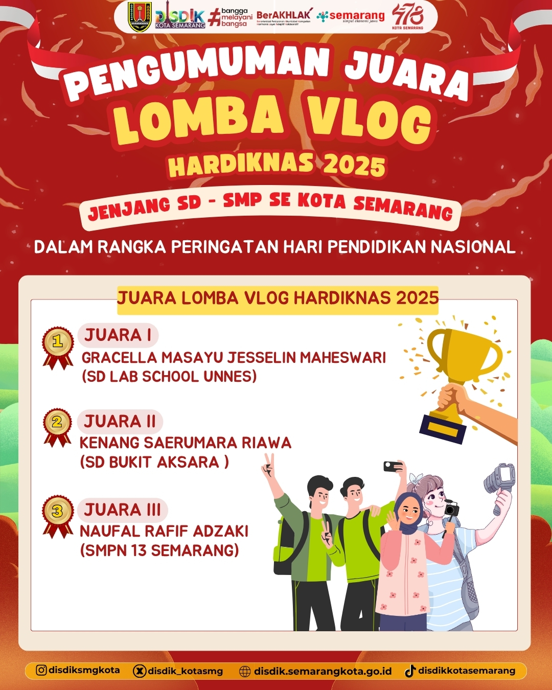 Pengumuman Juara Lomba Vlog Hardiknas 2025